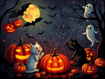 cats playing with spiders webs